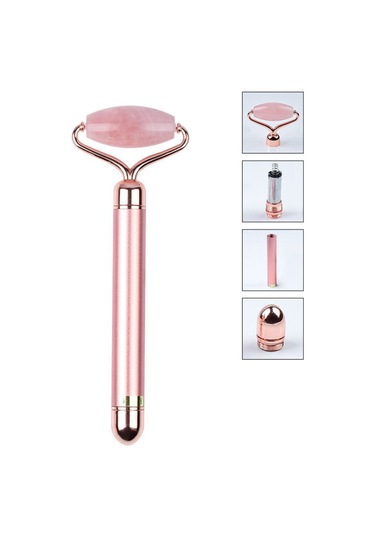 Leezsing Güzellik Barı Elektrikli Yeşim Silindir Yüz Masaj Aleti 2'si 1 Arada Yüz Masaj Aletleri Cilt Bakımı Yüz Cildi Sıkılaştırma Sıkılaştırıcı-558 Çok Renkli