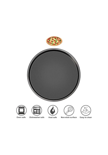 Kapris 3 Lü Emaye Pizza Fırın Tepsi Seti 26-29-32 Cm Kap-536 Siyah