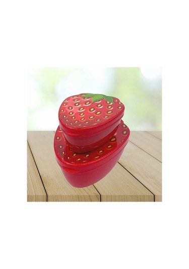 River World 250 Ml + 550 Ml 'lik İç İçe Geçen Çilek Modelli Beslenme Ve Saklama Kabı Seti