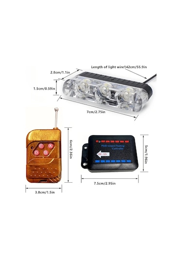 Xuweiwei 3 Led 8 Adet Uzaktan Kumandalı Sarı Beyaz Araba Led Işık Ön Çamaşır Askısı Lambası 12v Utv Atv Kamyonlar İçin Dekoratif Aydınlatma