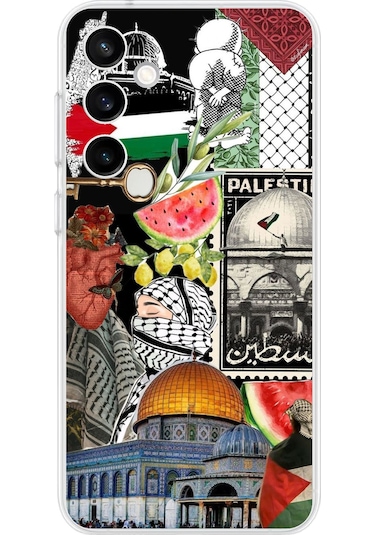 Samsung Galaxy S23 Fe Uyumlu Filistin Özgürlük Kolajı Baskılı Silikon Kılıf Renkli