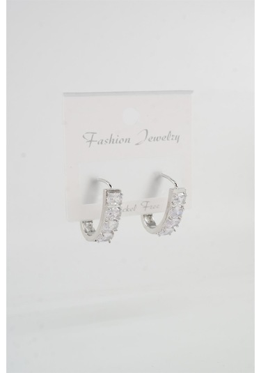 Kadın Vip Seri Baget Zirkon Taşlı Halka Küpe Çok Renkli