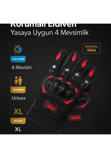 Tdgo Motosiklet Korumalı Eldiven Yasaya Uygun 4 Mevsimlik