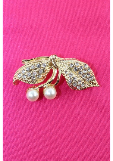 Gold Renk Fiyonk İnci Broş. Kristal Taşlı Tasarım İncili Fiyonk Yaka İğnesi Erkek Kadın Broş Gold