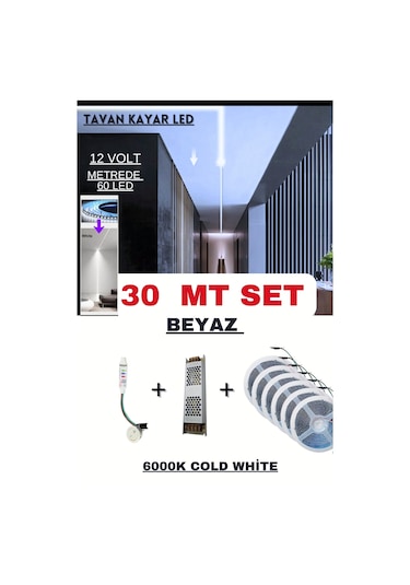 Tavan Akışkan Piksel Kayar Led Sistemi 12 Volt Kit / 30 Metre /6000k Beyaz