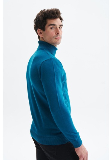 Arma Erkek Slim Fit Likralı Akrilik Kumaş Boğazlı Yaka Triko Kazak K0kro0862 Mavi