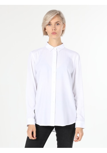 Colin's Basic Regular Fit Kadın Beyaz Uzun Kol Gömlek CL1050927_Q1.V1_WHT Beyaz