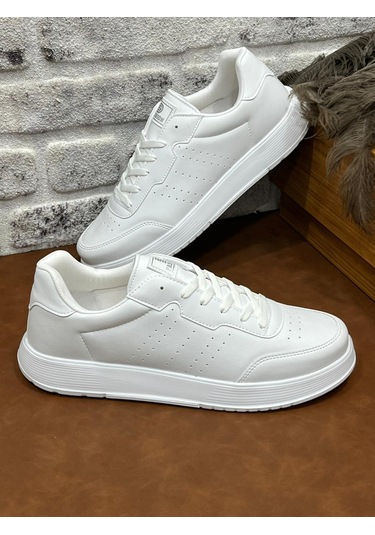 Ortopedik Büyük Numara Rahat Hafif Yumuşak Dark Step Erkek Spor Ayakkabı Beyaz