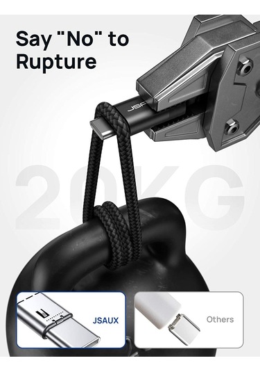 Jsaux Premium Serisi 2 Metre Uzun 60 Watt Cc0011 Siyah Usb-a To Type-c 3 Amper 60 Watt Hızlı Şarj Ve Data Aktarım Kablosu İphone 15 , 16 Serisi Ve Type-c Girişli Cihazlar İle Tam Uyumlu