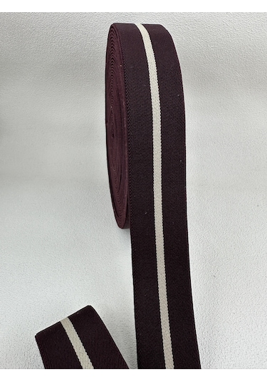 4 Cm Jakar Lastik-çizgili-bordo-5 Metre