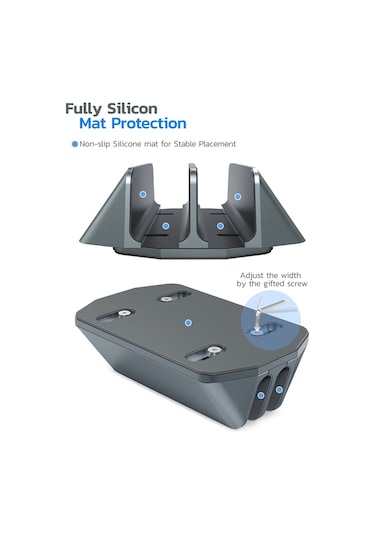 Cbtx Ls-02 Dikey Dizüstü Bilgisayar Sehpası Dizüstü Bilgisayarlar/tabletler İçin Çift Dik Masaüstü Standı Tutucu Şarj Braketi - Gri