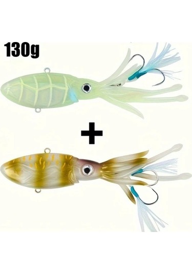 Fochsia C+d 130g Lurego Ağır Yumuşak Yem 2 Adet Işık Saçan Kalamar Yapay Yem 52 İnç Büyük Sualtı Balıkçılık Hediyesi