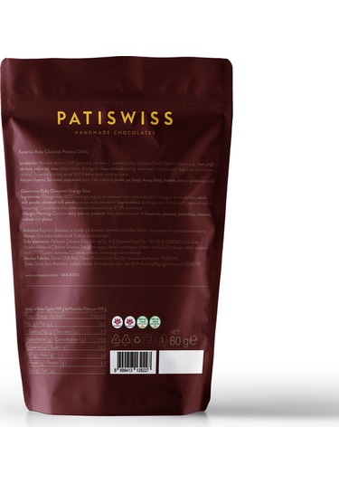 Patiswiss Glazed Ruby Çikolatalı Portakal Dilimi 80 G