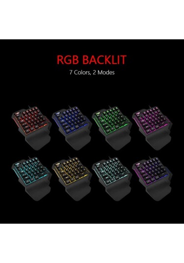 Hxsj G92 Tek El Klavye 35 Tuş Tek El Membran Mini 35 Tuş Oyun Klavyesi Rgb Arka Aydınlatmalı Usb Kablolu Çevrimiçi Oyun İçin Yedek