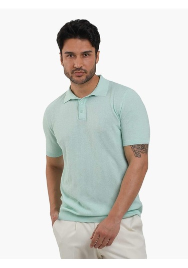 Dufy Su Yeşili Erkek Slim Fit Balıksırtı Desenli Polo Yaka Kazak - 104556-su Yeşili Su Yeşili