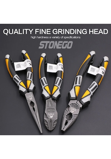 Stonego Yalıtımlı Pense, Tel Sıyırma Sıkma Elektrikçi Pense Striptizci Crimper Sıze D