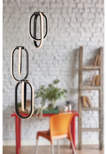 Begüsa Göktuğ 3 Renk Ledli 3 Lü Avize Siyah