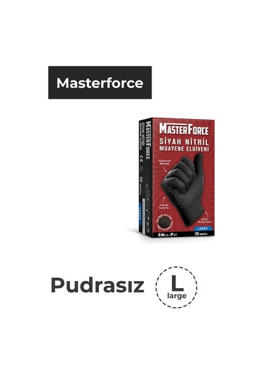Has-Pet Masterforce Siyah Nitril Eldiven 50'Li Paket L(Large)