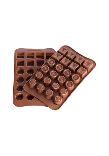Xiyyadms 24 Hücreli Gıda Kalitesi Silikon Fırın Kalıbı - Çikolata, Kurabiye, Buzluk İçin Dıy Hamur Kalıbı Kahve Rengi Çok Renkli