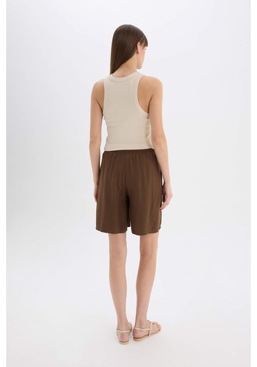 DeFacto Yüksek Bel Kısa Paça Belmando Şort I6760AZ25HSBN333 Kahve