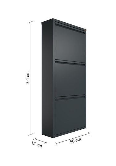 3'lü Metal Ayakkabılık - Antrasit Nocolor-440b3e40