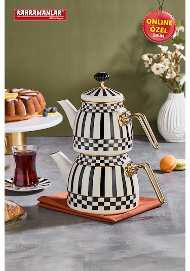 Kahramanlar Prime Cream Emaye Çaydanlık