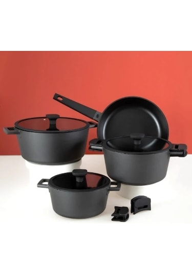 Jumbo Black Cook 7 Parça Döküm Tencere Seti