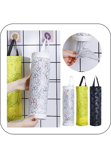 Plastik Poşet Saklama Rafı, Mutfak İçin Duvar Monte Black