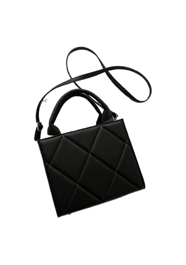 Didadodo Şık, Elmas Detaylı Tote Çanta-siyah, Gümüş Renk Siyah