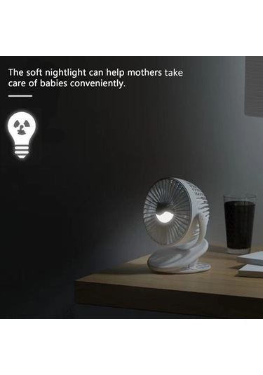 Pazly Taşınabilir Usb Fan - Mini Masa Fanı, Klip Şarjlı, 3 Hız + Gece Lambası, Yeşil Yeşil