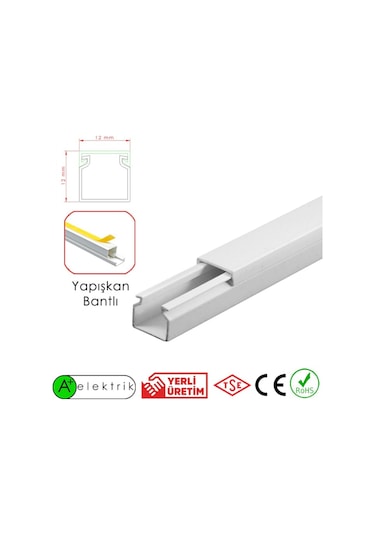 A Plus Elektrik 12X12 Mm Yapışkan Bantlı Kablo Kanalı