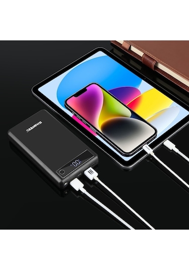 Vkemall Haweel 6 Hücre 18650 Levazımsız Pil Kutusu, 22.5w Hızlı Şarj, Ekranlı Taşınabilir Güç Kutusu, Siyah Renkli