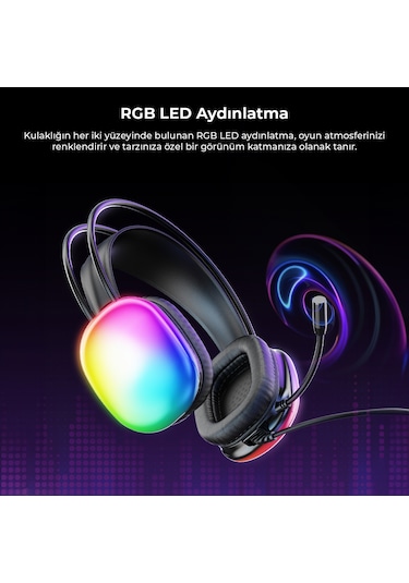 Lecoo HT409 USB Kablolu Mikrofonlu Kulak Üstü RGB Gaming Kulaklık