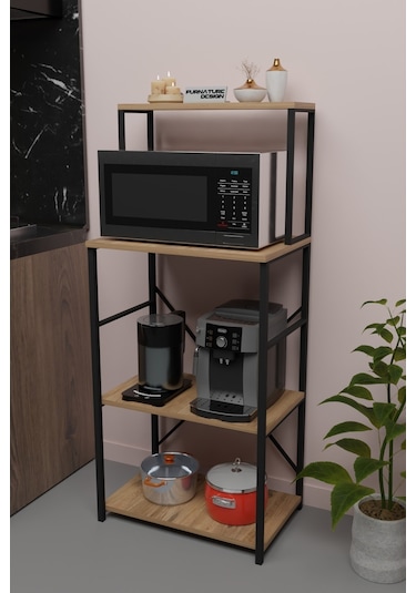 Mutfak Banko Erzak Düzenleyici Mikrodalga Fırın Rafı Atlantik Çam