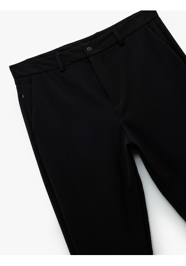 Koton Slim Fit Cep Detaylı Düğmeli Esnek Kumaş Pantolon Siyah 6wam40084hw Siyah