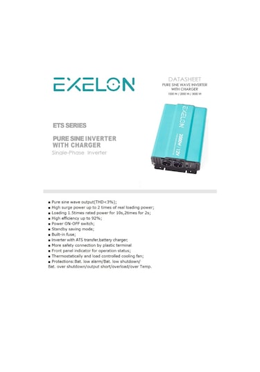 Exelon 12 V Volt 1000 W Watt 1 Kw Tam Sinus Akü Şarjlı Ups İnverter 220 Volt Çevirici İnvertör