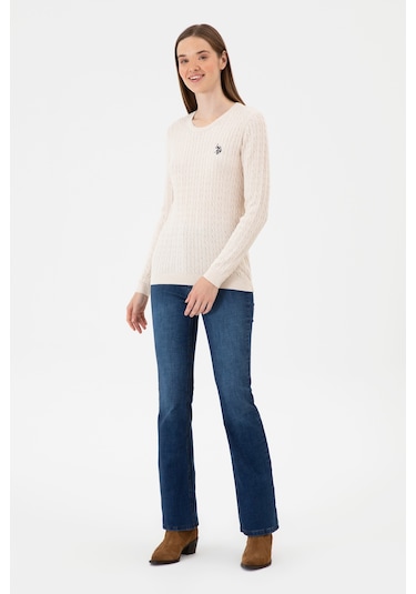 U.s. Polo Assn. Kadın Krem Melanj Kazak /triko 50313626-vr159 Krem Melanj