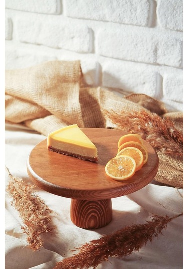 Nishev Ahşap Yuvarlak Ayaklı Pasta Sunum Servis Tabağı Ahşap