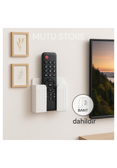 Yapışkanlı Duvara Monte Kumanda Tutucu - Telefon Şarj Standı