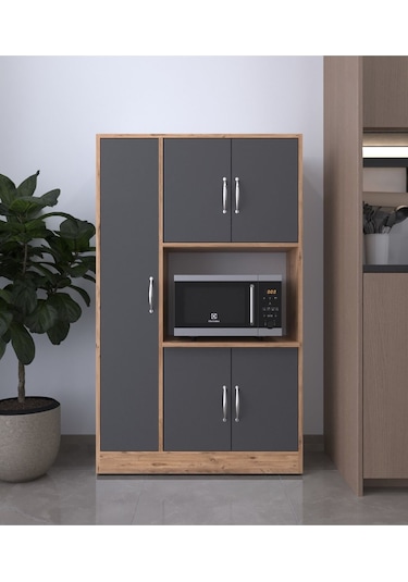 Riva 5 Kapaklı Çok Amaçlı Mutfak&banyo Dolabı, A.çam-antrasit