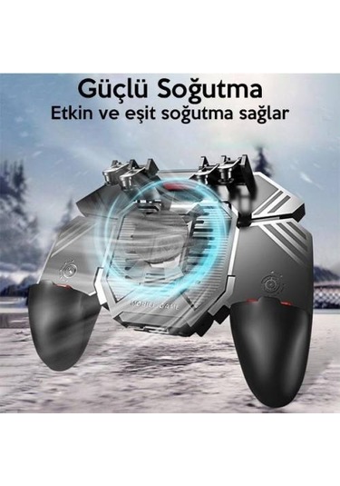 Polham 4000mah Powerbankli Telefon Soğutuculu Fanlı Oyun Kolu, Pubg Ateş Tuşlu Soğutuculu Oyun Kolu