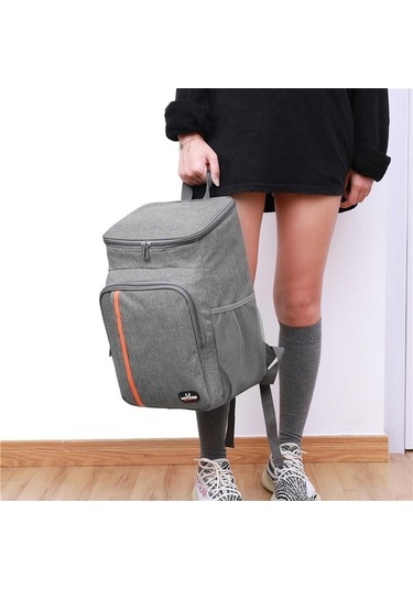 Fastbuy Gri 18l Sızdırmaz Yemek Sırt Çantası - Termal Piknik Çantası Gri