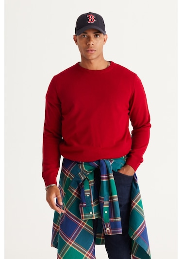 Altinyildiz Classics Erkek Kırmızı Standart Fit Normal Kesim Bisiklet Yaka Triko 4A4923100001KMZXL Kırmızı