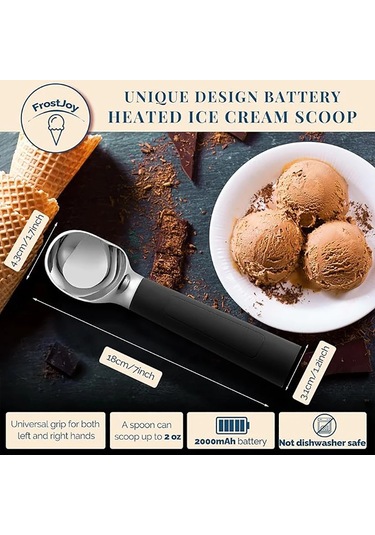 Elektrikli Isıtmalı Dondurma Kaşığı En Iyi Hediye Led Ekran İle Beyaz - Siyah