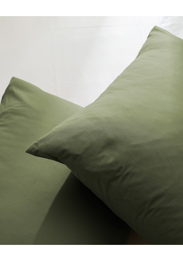 Manon %100 Pamuk Ranforce Düz 2'li Yastık Kılıfı Seti - Haki Çok Renkli