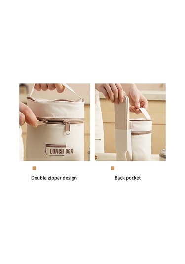 Yunboo 304 Paslanmaz Çelik Isı Saklama Yemek Kutusu, Kaçırmaz, 2 Adet 420ml+620ml , Isı Yorumu Çantasıyla, Öğrenci-ofis İçin, Çok Katlı Bento Kutusu, Beyaz Beyaz