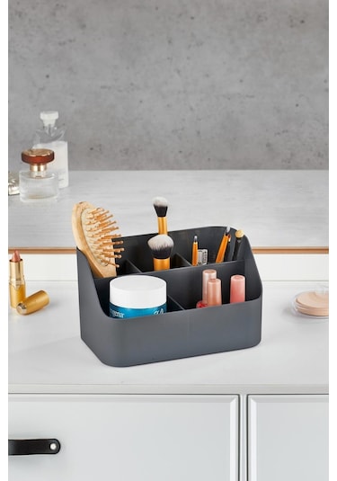 Füme Makyaj Kutusu & Kozmetik Organizeri & Çok Amaçlı Kutu Siyah