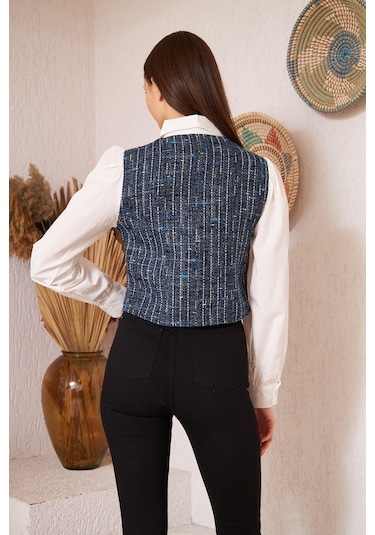 Mavi Tüvit Garnili Uzun Kollu Gömlek Dm9001 Mavi