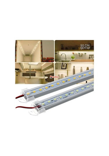 2 Adet Alüminyum Kasalı 5630 Bar Led 12 Volt Gün Işığı 50 Cm Şeffaf Karavan Tekne Otomobil Sb-6551