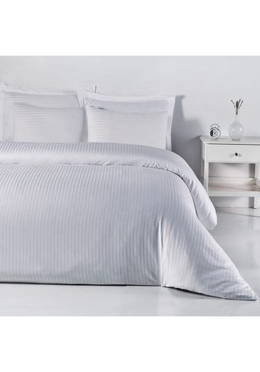 Mena Design Beyaz Saten Nevresim Takımı Çift Kişilik Beyaz